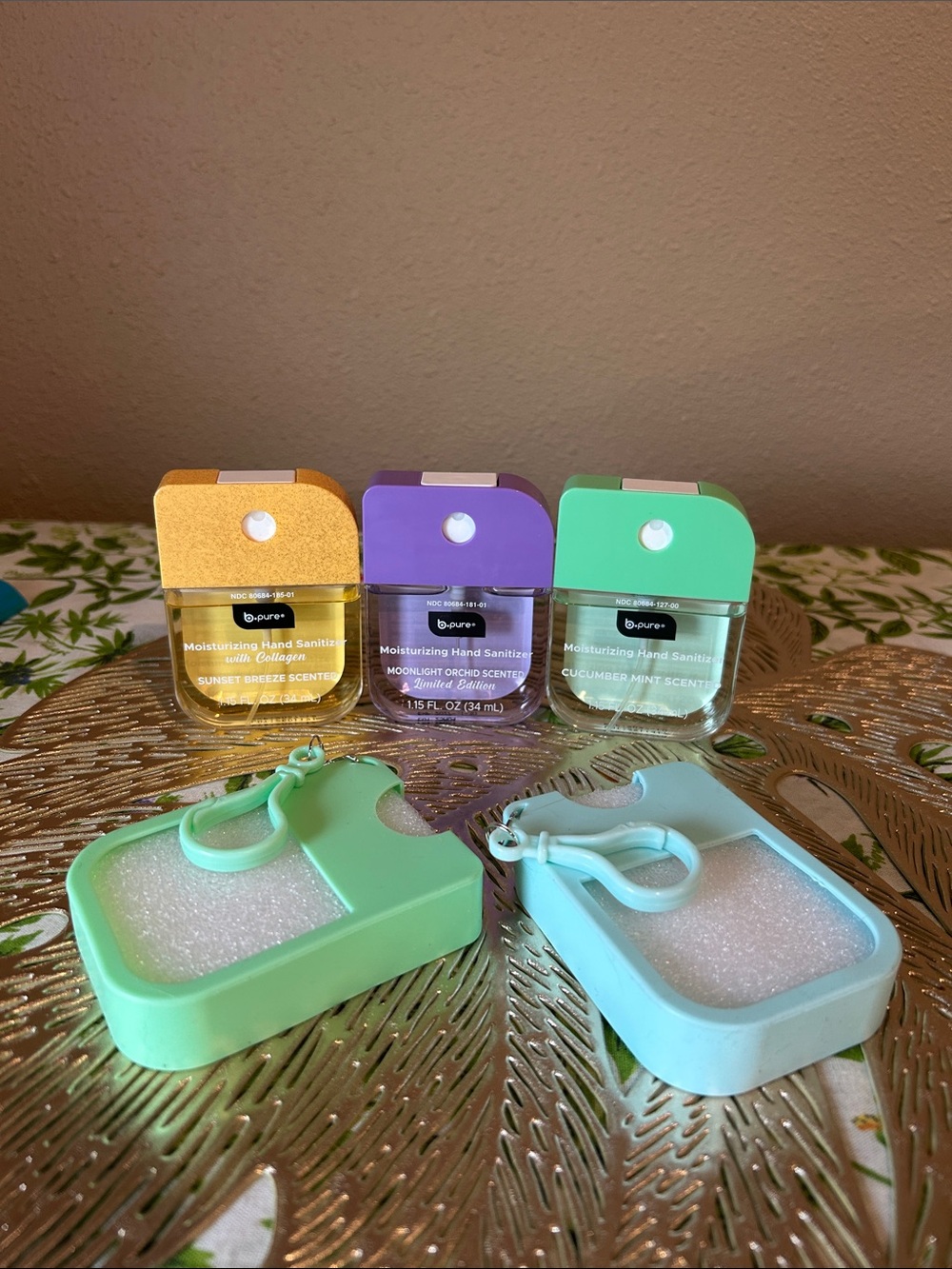 Hand sanitizer variety.
